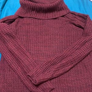Turtle neck, maroon sweater